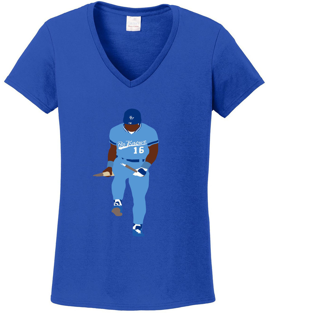 Royals Bo Knows Broken Bat  LADIES V-NECK   T-shirt